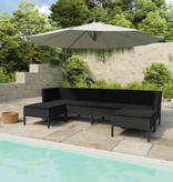 VidaXL 6-delige Loungeset met kussens poly rattan zwart