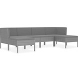 VidaXL 6-delige Loungeset met kussens poly rattan zwart