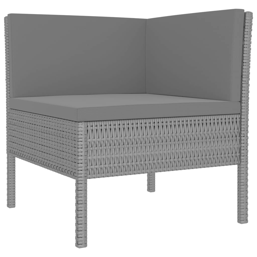 VidaXL 6-delige Loungeset met kussens poly rattan zwart