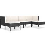 VidaXL 6-delige Loungeset met kussens poly rattan zwart