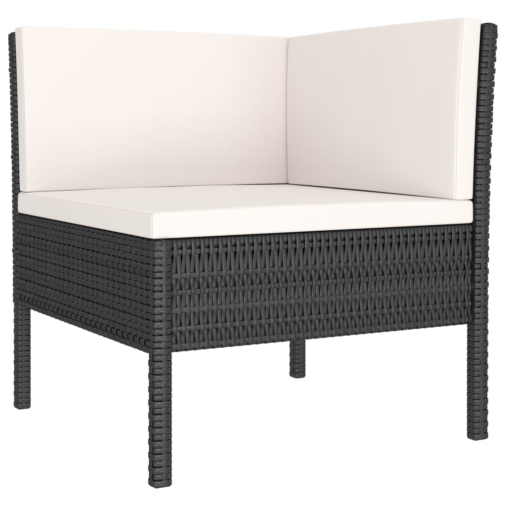 VidaXL 6-delige Loungeset met kussens poly rattan zwart