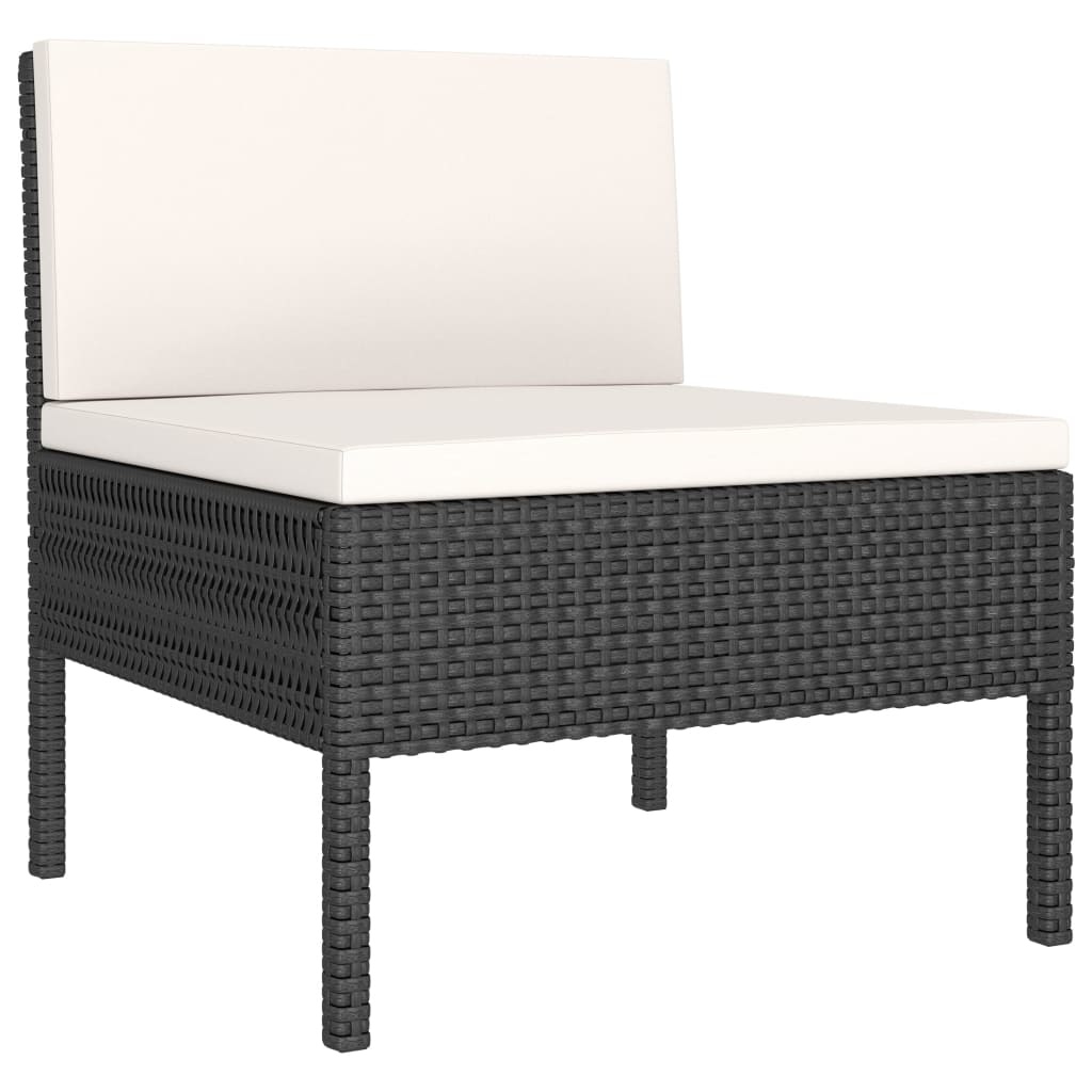 VidaXL 6-delige Loungeset met kussens poly rattan zwart
