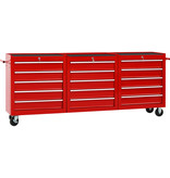 VidaXL Gereedschapswagen met 15 lades staal rood
