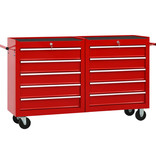 VidaXL Gereedschapswagen met 10 lades staal rood