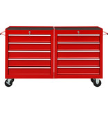VidaXL Gereedschapswagen met 10 lades staal rood