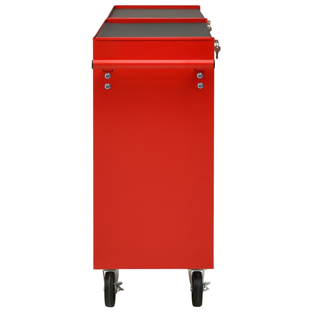 VidaXL Gereedschapswagen met 10 lades staal rood