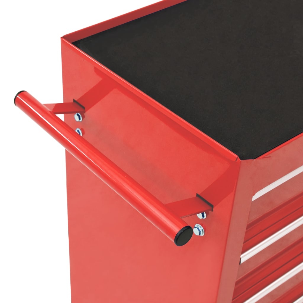 VidaXL Gereedschapswagen met 10 lades staal rood