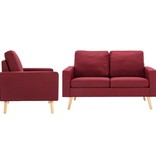 VidaXL 2-delig Bankstel stof wijnrood