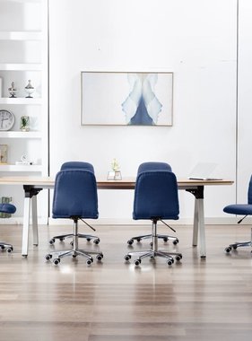 VidaXL Eetkamerstoelen 6 st stof blauw