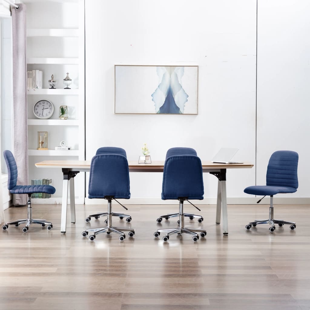 VidaXL Eetkamerstoelen 6 st stof blauw