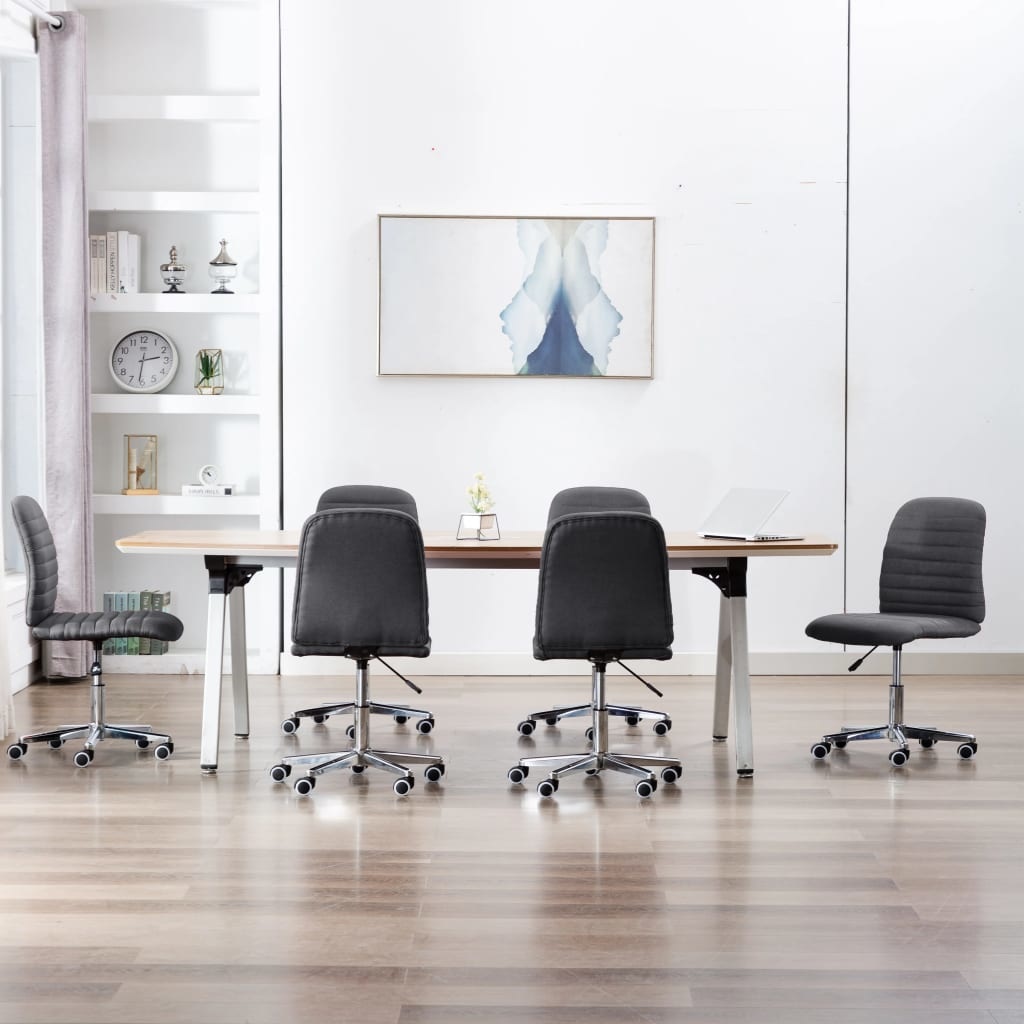VidaXL Eetkamerstoelen 6 st stof donkergrijs