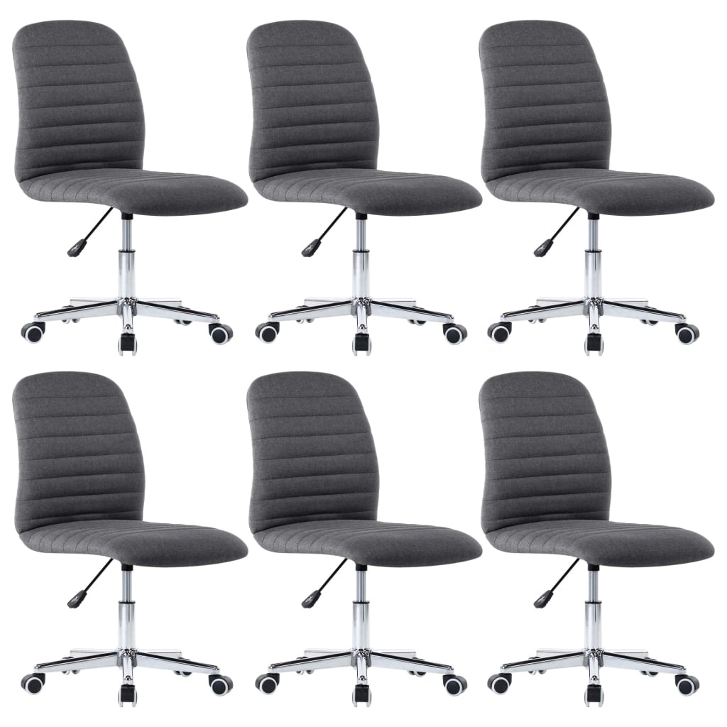 VidaXL Eetkamerstoelen 6 st stof donkergrijs