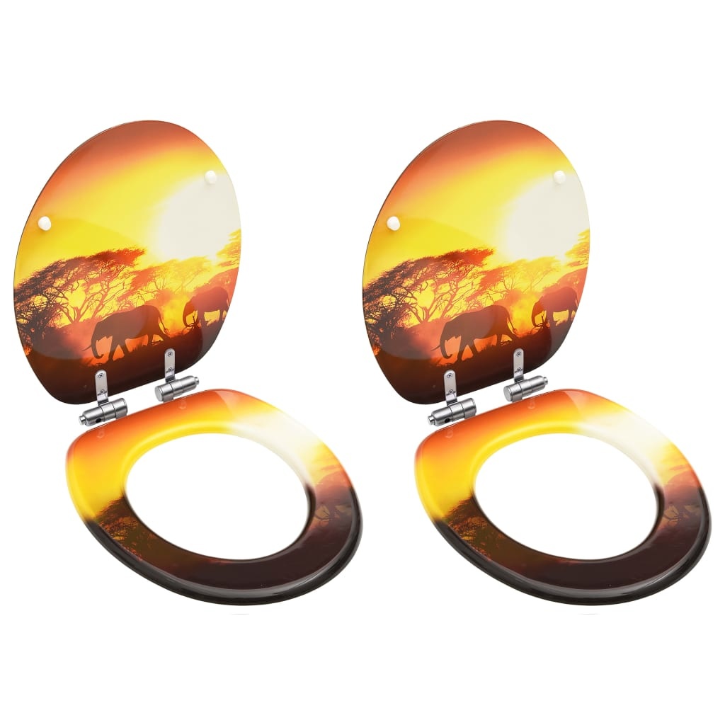 VidaXL Toiletbrillen met soft-close deksel 2 st savanne MDF