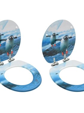 VidaXL Toiletbrillen met soft-close deksel 2 st pinguïn MDF