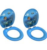 VidaXL Toiletbrillen met soft-close deksel 2 st diepzee MDF