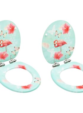 VidaXL Toiletbrillen met soft-close deksel 2 st flamingo MDF