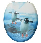 vidaXL Toiletbrillen met deksel 2 st pinguïn MDF