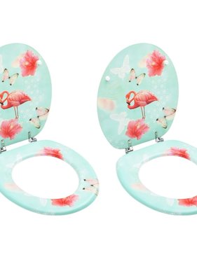 VidaXL Toiletbrillen met deksel 2 st flamingo MDF