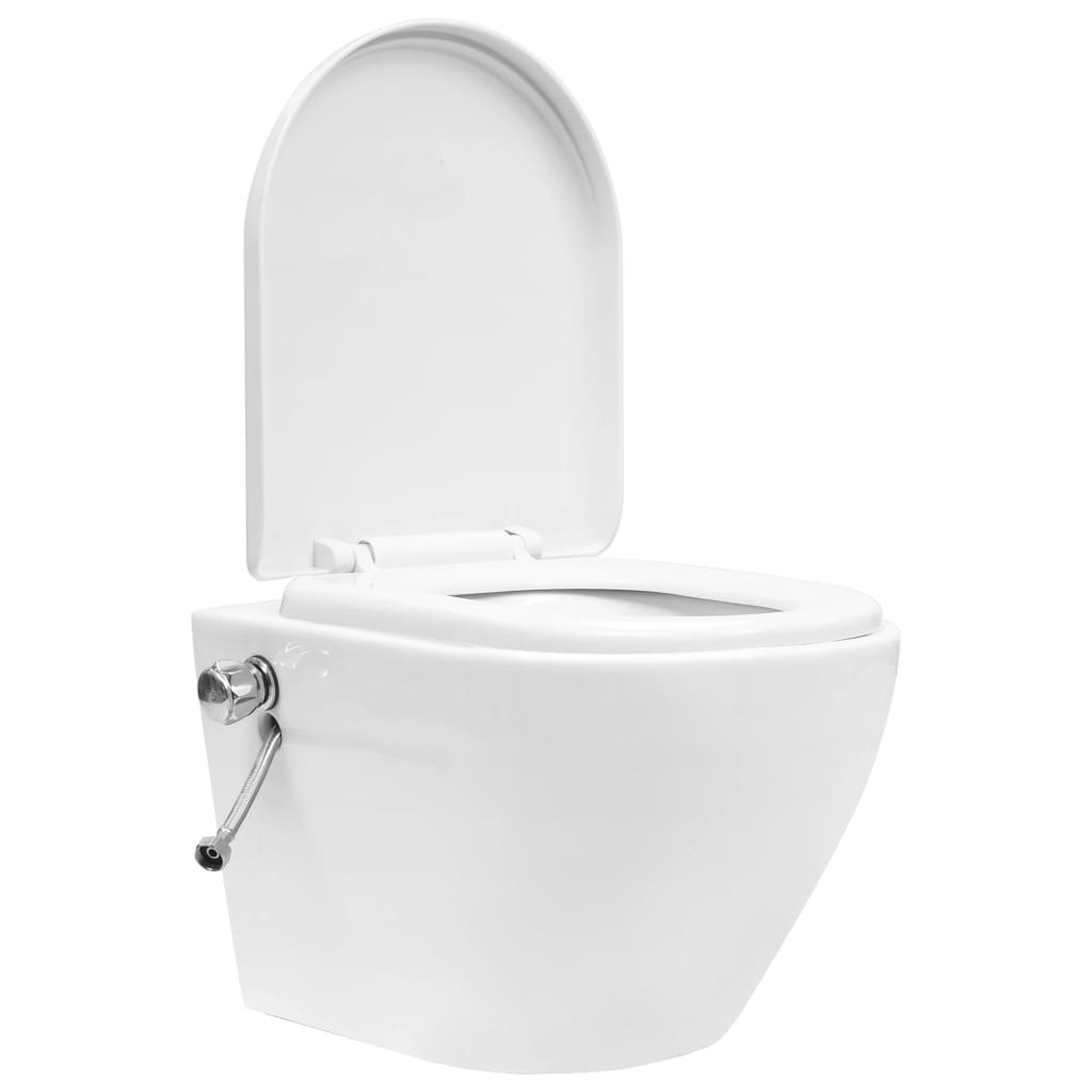 VidaXL Hangend toilet randloos met verborgen stortbak keramiek wit