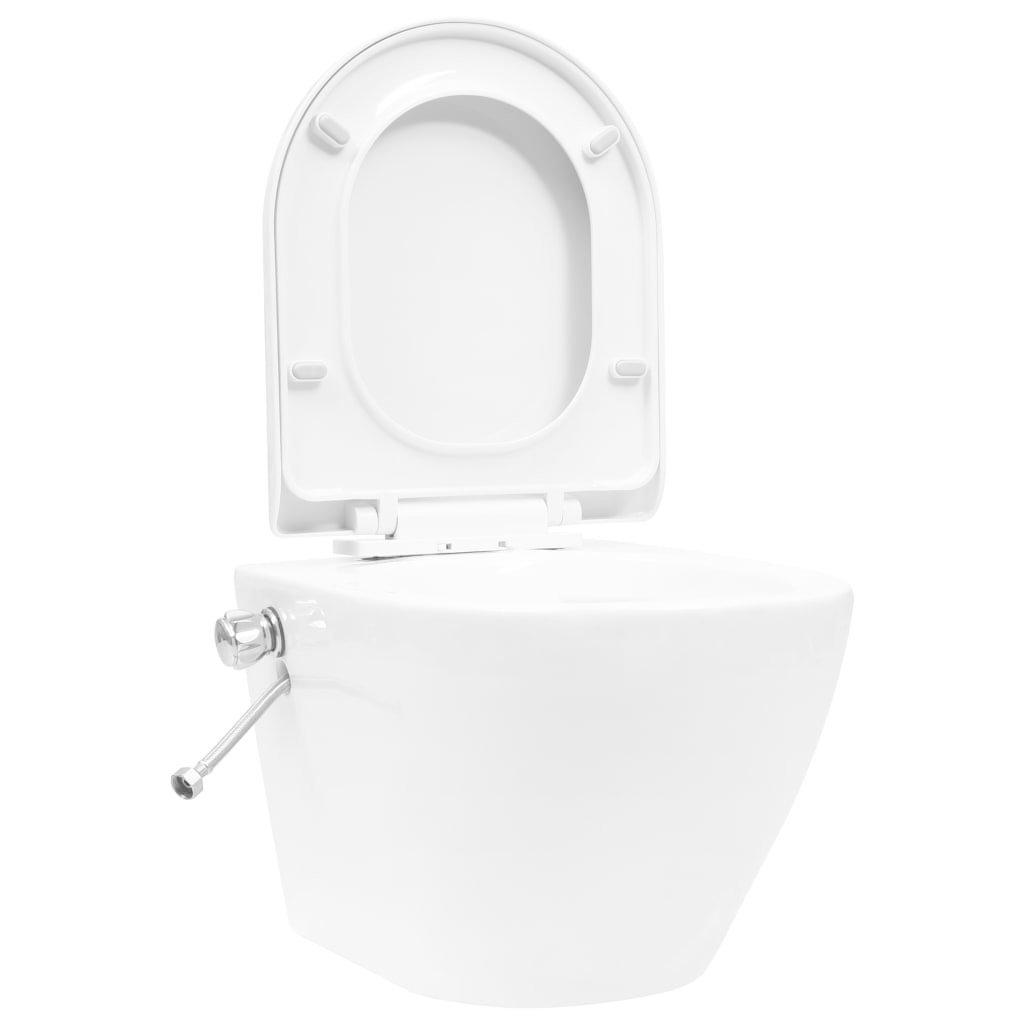 VidaXL Hangend toilet randloos met verborgen stortbak keramiek wit
