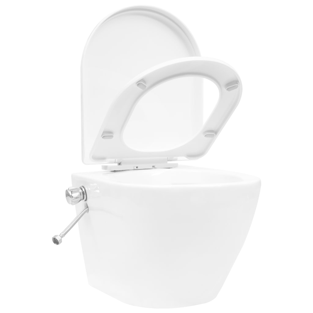 VidaXL Hangend toilet randloos met verborgen stortbak keramiek wit