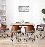 VidaXL Eetkamerstoelen 6 st draaibaar gebogen hout en stof grijs