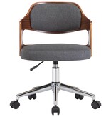 VidaXL Eetkamerstoelen 6 st draaibaar gebogen hout en stof grijs