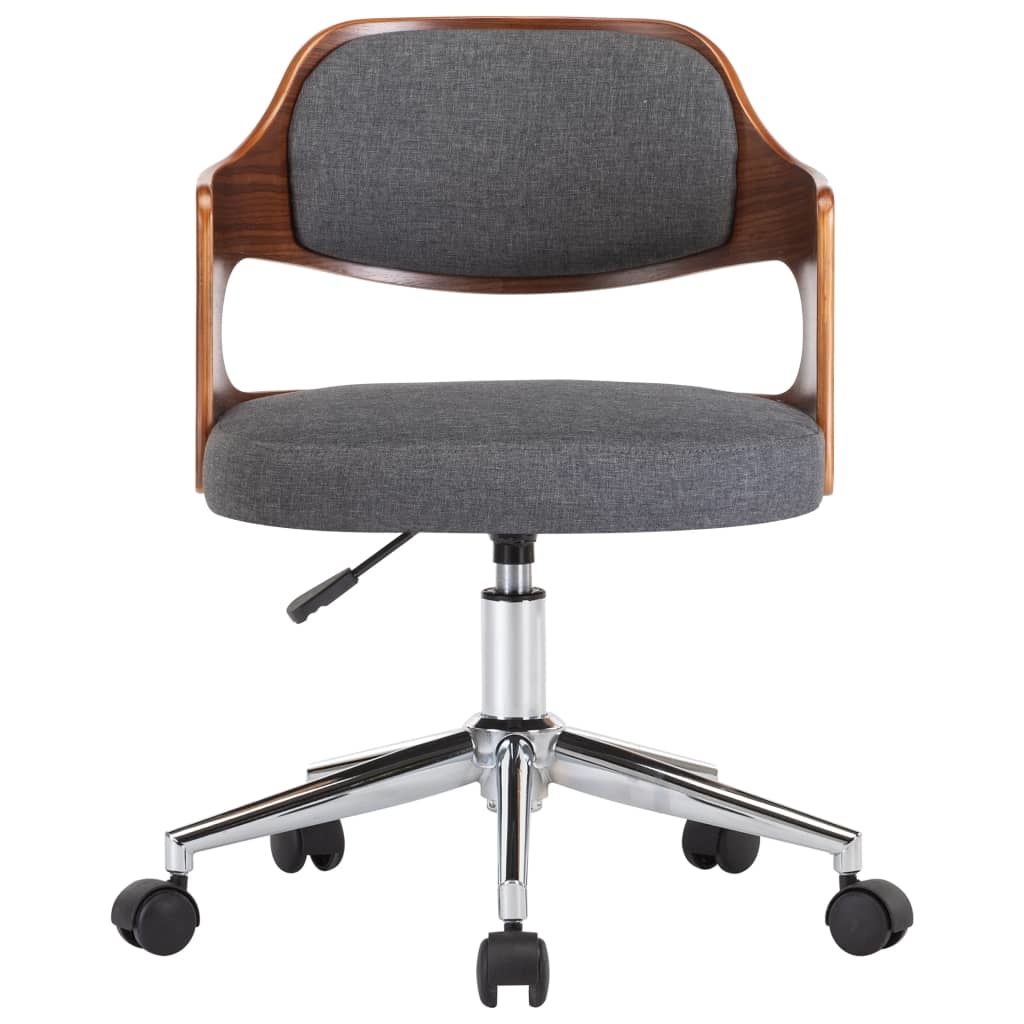 VidaXL Eetkamerstoelen 6 st draaibaar gebogen hout en stof grijs