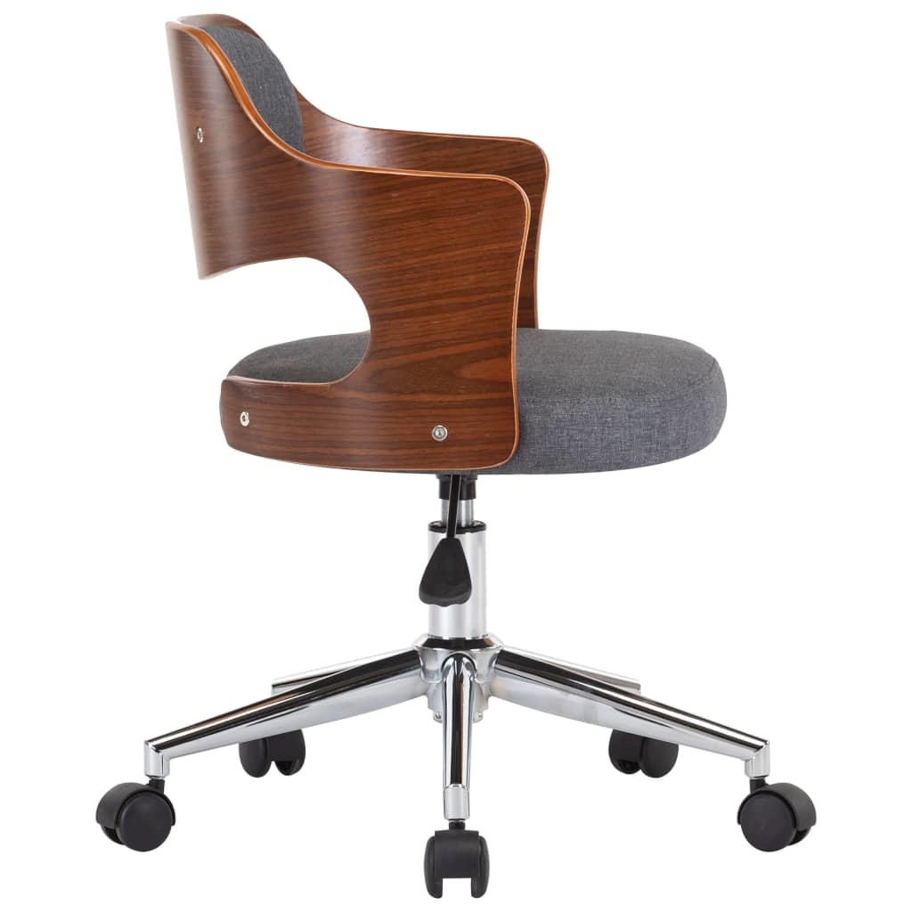 VidaXL Eetkamerstoelen 6 st draaibaar gebogen hout en stof grijs