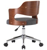 vidaXL Eetkamerstoelen 6 st draaibaar gebogen hout en stof grijs