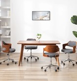 VidaXL Eetkamerstoelen 4 st draaibaar gebogen hout en stof grijs
