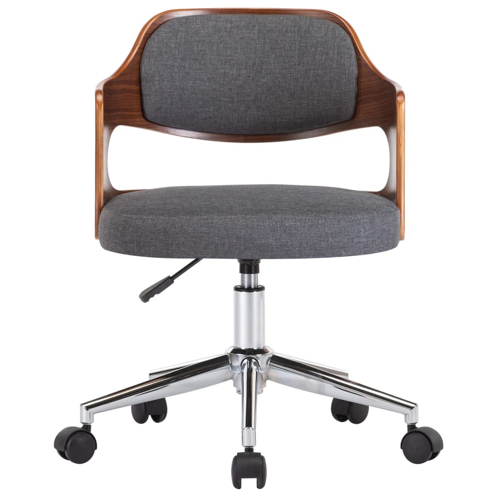 VidaXL Eetkamerstoelen 4 st draaibaar gebogen hout en stof grijs