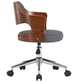 VidaXL Eetkamerstoelen 4 st draaibaar gebogen hout en stof grijs