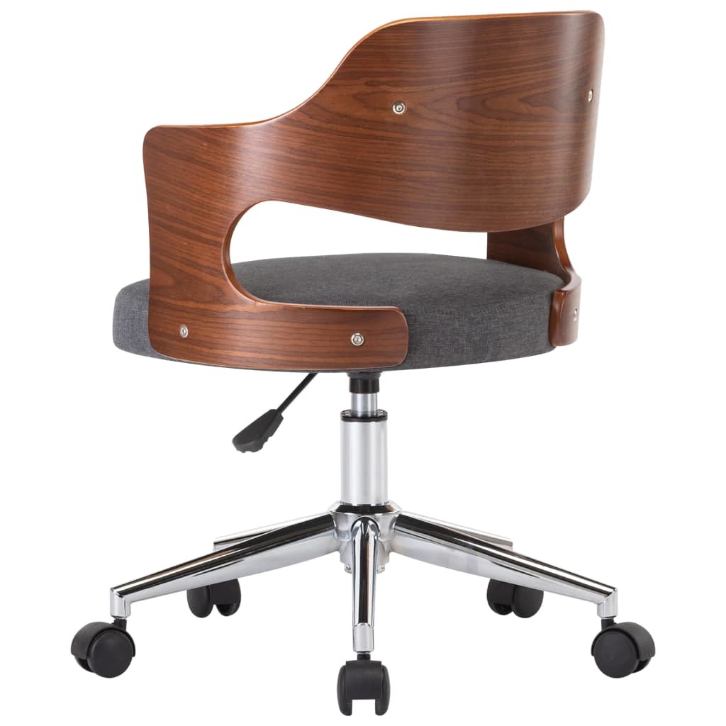 VidaXL Eetkamerstoelen 4 st draaibaar gebogen hout en stof grijs