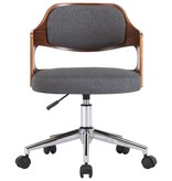 VidaXL Eetkamerstoelen 2 st draaibaar gebogen hout en stof grijs