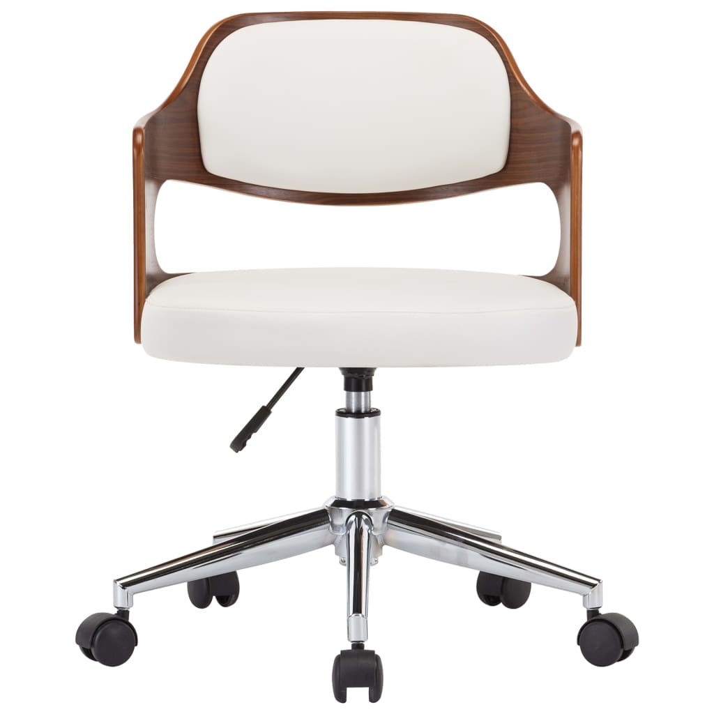 VidaXL Eetkamerstoelen draaibaar 4 st gebogen hout en kunstleer wit