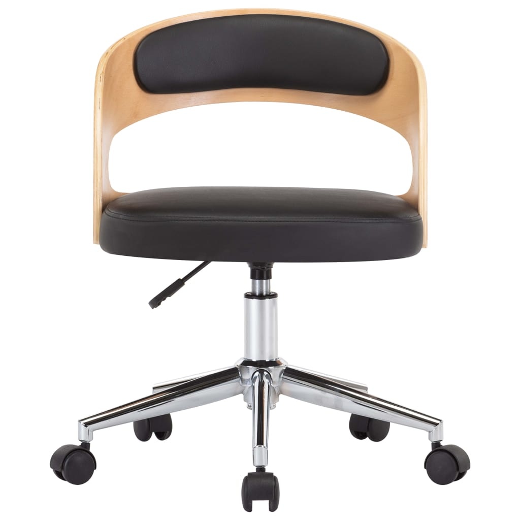 VidaXL Eetkamerstoelen draaibaar 4 st gebogen hout en kunstleer zwart