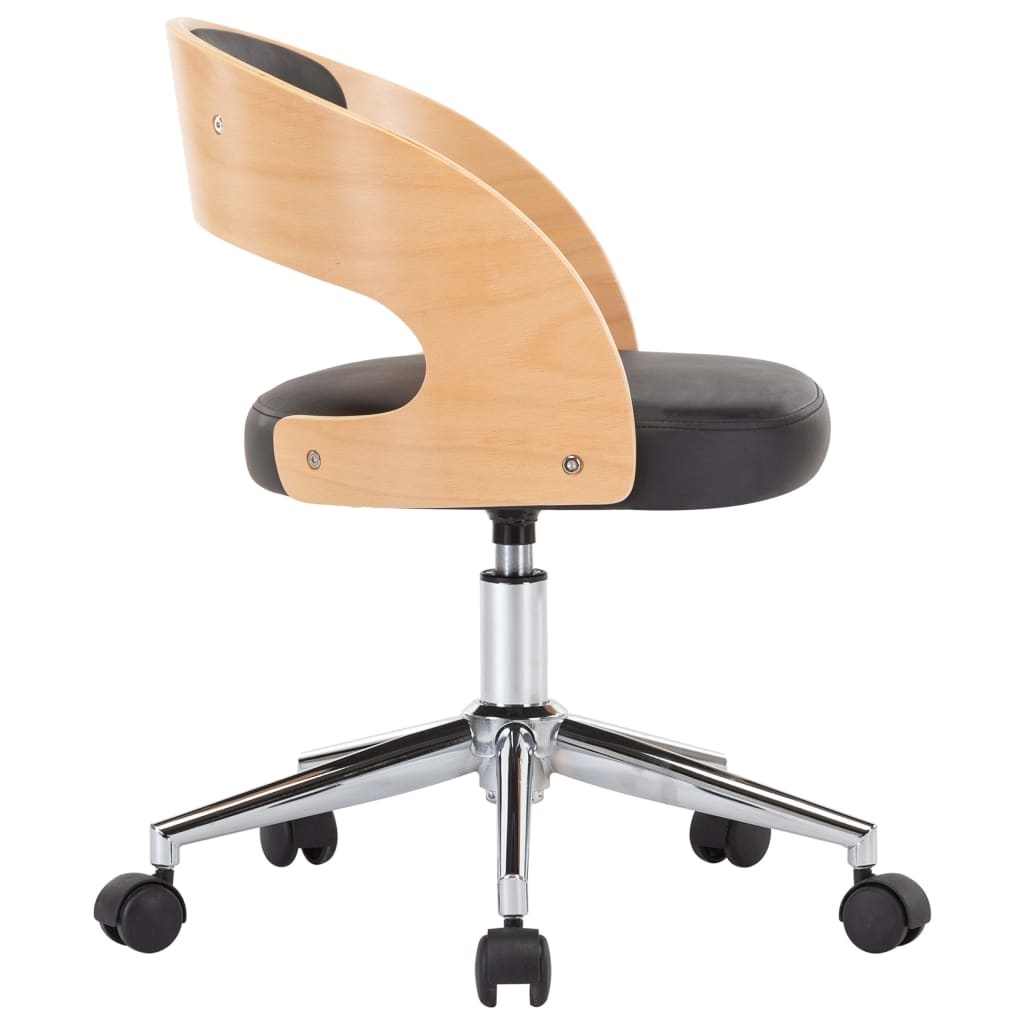 VidaXL Eetkamerstoelen draaibaar 4 st gebogen hout en kunstleer zwart