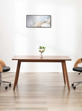 VidaXL Eetkamerstoelen draaibaar 2 st gebogen hout en kunstleer zwart