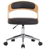 VidaXL Eetkamerstoelen draaibaar 2 st gebogen hout en kunstleer zwart