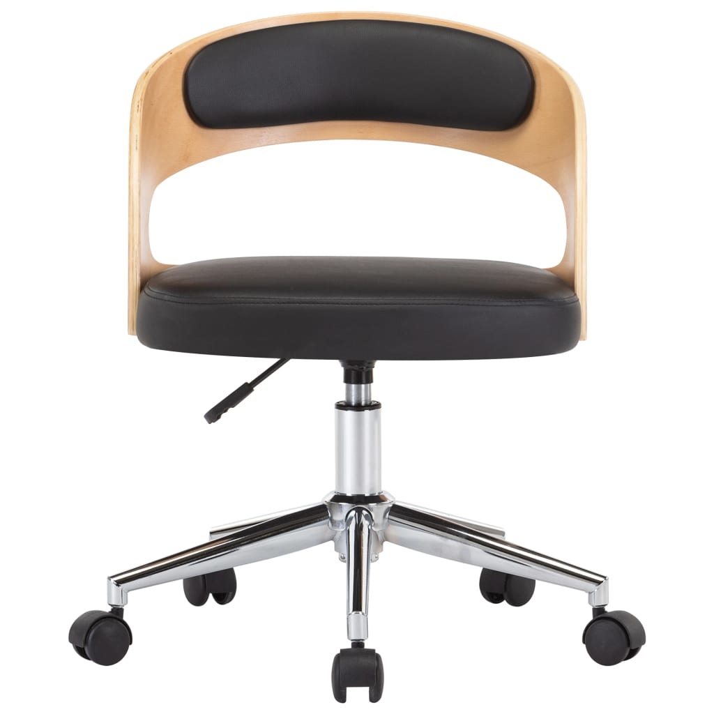 VidaXL Eetkamerstoelen draaibaar 2 st gebogen hout en kunstleer zwart