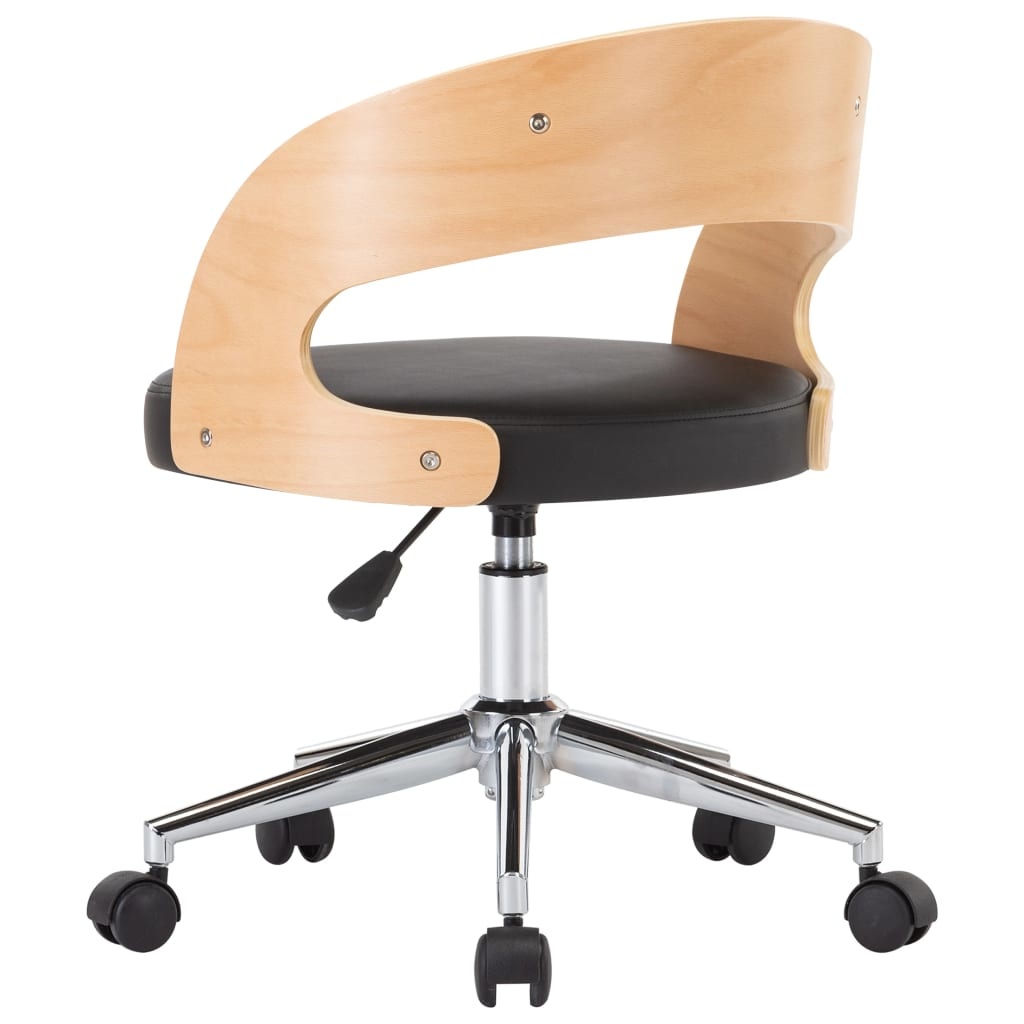 VidaXL Eetkamerstoelen draaibaar 2 st gebogen hout en kunstleer zwart