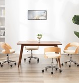 VidaXL Eetkamerstoelen draaibaar 4 st gebogen hout en kunstleer crème