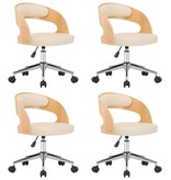 VidaXL Eetkamerstoelen draaibaar 4 st gebogen hout en kunstleer crème