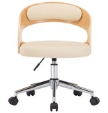 VidaXL Eetkamerstoelen draaibaar 4 st gebogen hout en kunstleer crème