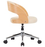 VidaXL Eetkamerstoelen draaibaar 4 st gebogen hout en kunstleer crème