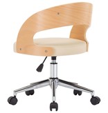 VidaXL Eetkamerstoelen draaibaar 4 st gebogen hout en kunstleer crème