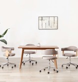 VidaXL Eetkamerstoelen 4 st draaibaar gebogen hout en stof taupe