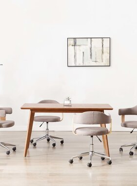 VidaXL Eetkamerstoelen 4 st draaibaar gebogen hout en stof taupe