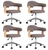 VidaXL Eetkamerstoelen 4 st draaibaar gebogen hout en stof taupe